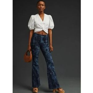 Anthropologie MOTHER Denim The Doozy Sneak High-Rise Flare Floral Leg Jeans